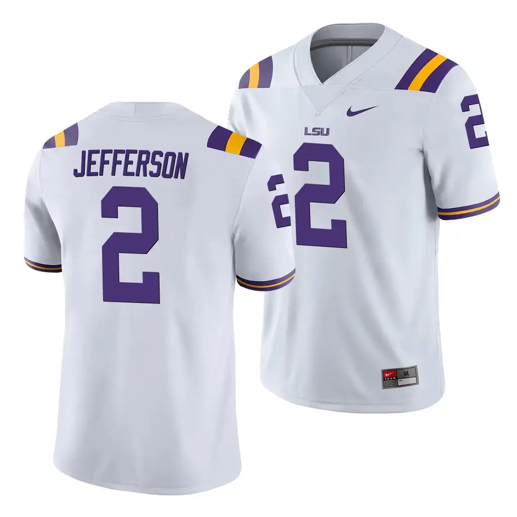 Men's LSU Tigers Justin Jefferson #2 Game White NCAA Football Jersey